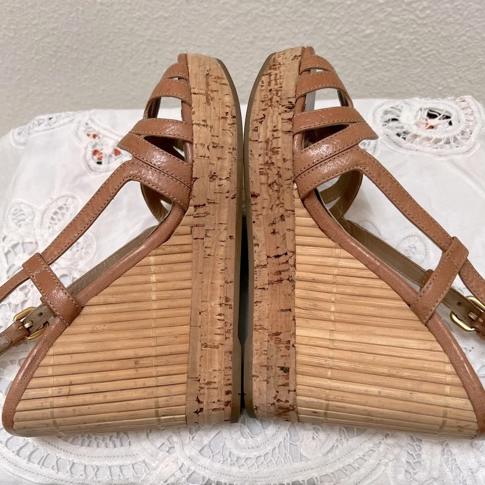 Prada Bamboo and Cork Wedge Heels